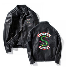 Load image into Gallery viewer, Southside Riverdale Stand collar Leather Jackets Serpents Men Riverdale Streetwear Leather Brand south side serpents