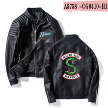 Load image into Gallery viewer, Southside Riverdale Stand collar Leather Jackets Serpents Men Riverdale Streetwear Leather Brand south side serpents