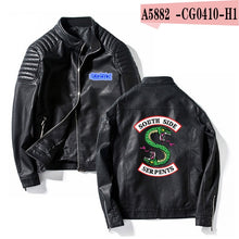 Load image into Gallery viewer, Southside Riverdale Stand collar Leather Jackets Serpents Men Riverdale Streetwear Leather Brand south side serpents