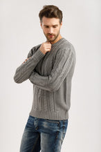 Load image into Gallery viewer, Finn flare men&#39;s knitted jumper in dark blue of 100% acrylic, collection зима-2019
