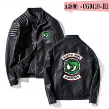 Load image into Gallery viewer, Southside Riverdale Stand collar Leather Jackets Serpents Men Riverdale Streetwear Leather Brand south side serpents
