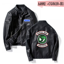 Load image into Gallery viewer, Southside Riverdale Stand collar Leather Jackets Serpents Men Riverdale Streetwear Leather Brand south side serpents
